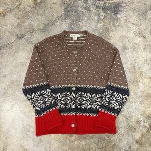 Vintage Eddie Bauer Nordic Fair Isle Wool Alpaca Blend Knit Cardigan Sweater